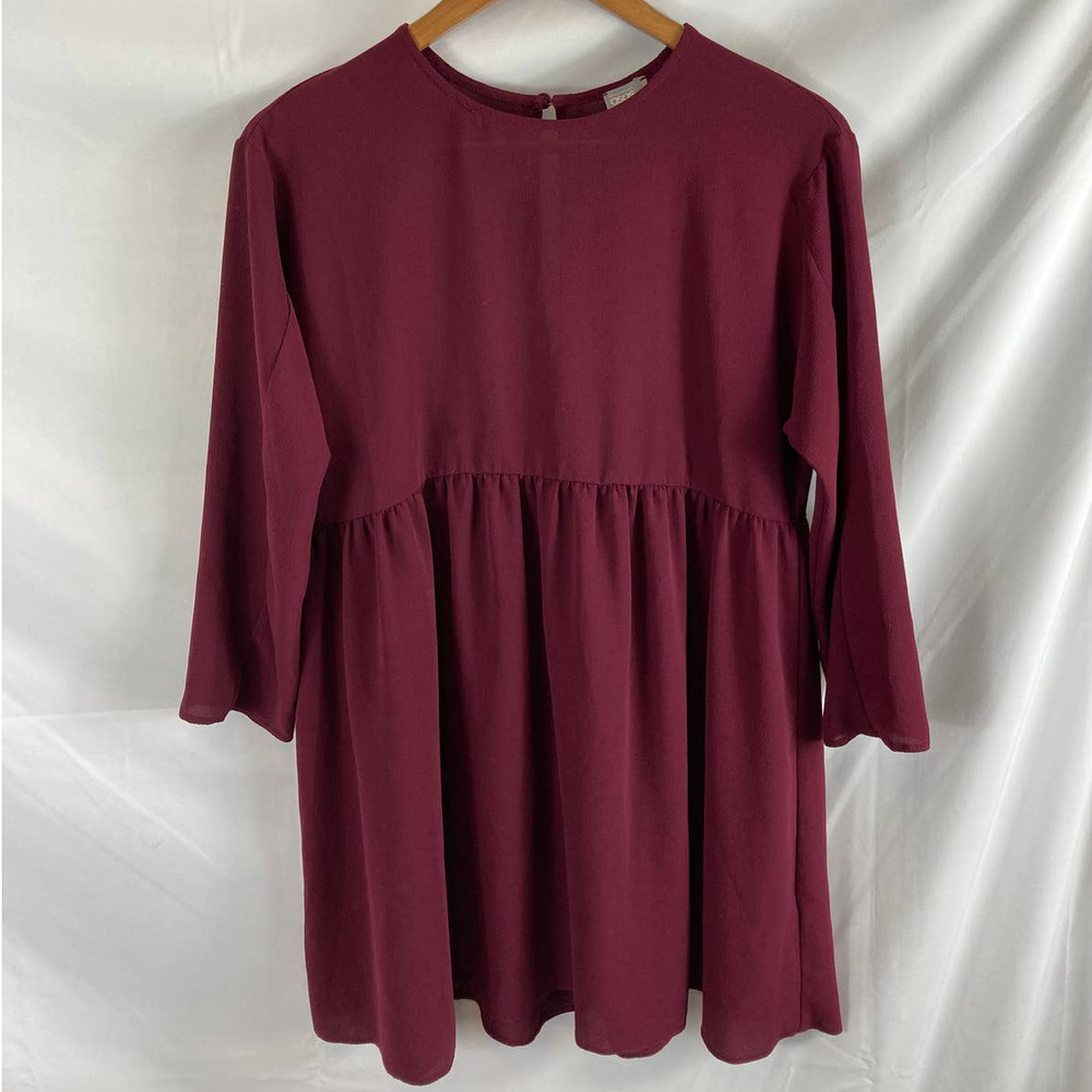 Asos Maroon Crepe 3/4 Sleeve Mini Dress Size 4